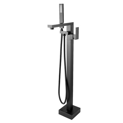 Square Gun Metal Grey Freestanding Bath