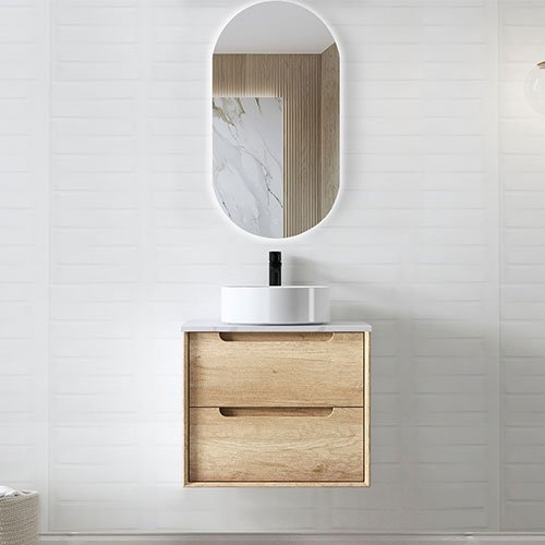 Natural Oak Byron Wall Hung Vanity 600mm