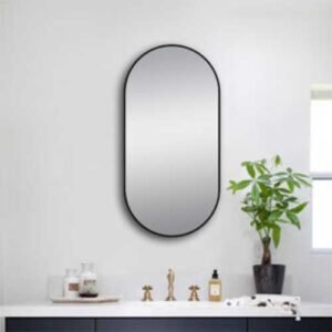 MATTE-BRUSHED-BLACK-OVAL-FRAMED-MIRROR-500X1000MM