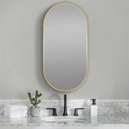 Matte Brushed Gold Oval Framed Mirror - Capital Tiles