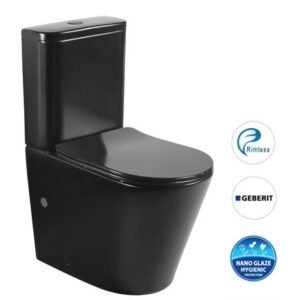 OASIS RIMLESS MATTE BLACK TOILET SUITE1