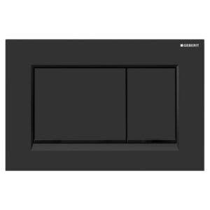 Sigma30-Dual-Flush-Button-Square-Matt-Black-plate&-buttons-gloss-black-design-strip