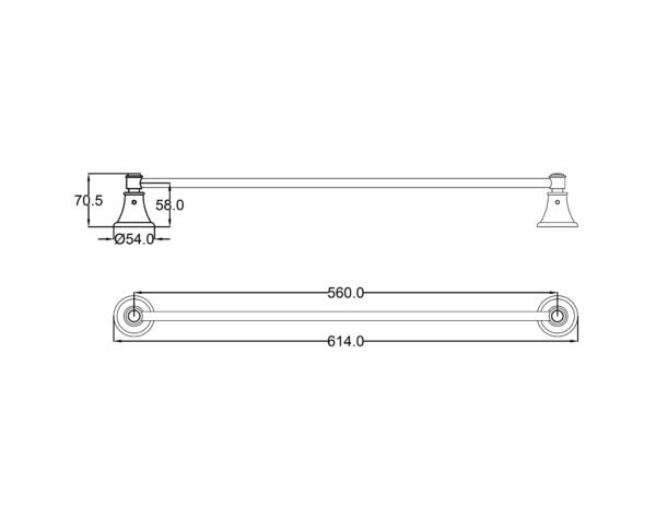 Ikon/Clasico Single Towel Rail 600mm