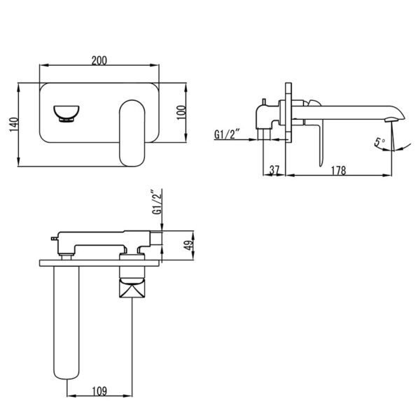 Ikon/Kara Wall Basin Mixer C