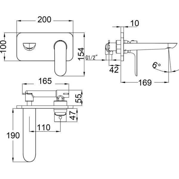 Ikon/Banda Wall Basin Mixer Set