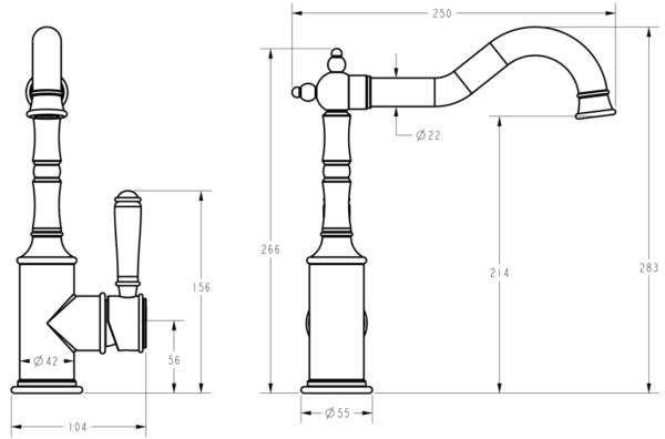 Ikon/Clasico Sink Mixer With Ceramic Handle