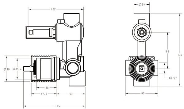 Ikon/ Clasico Wall Diverter Mixer Body