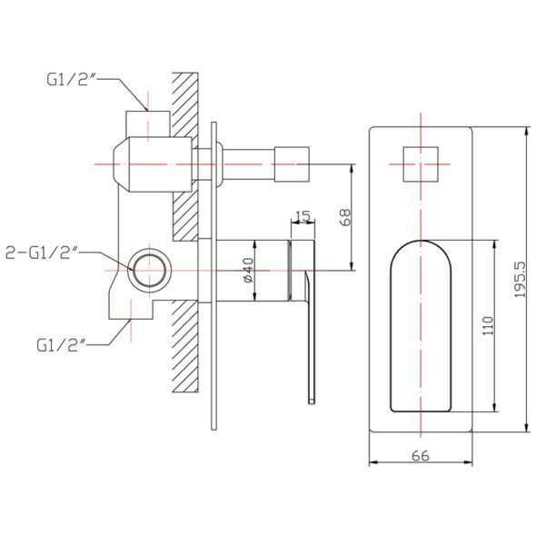 Ruki Wall Mixer With Diverter