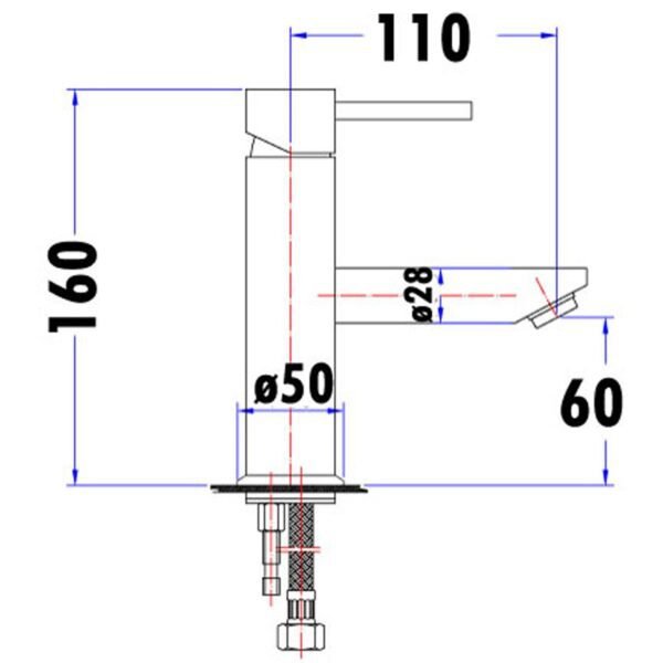 Otus Pin Handle Rise Basin Mixer