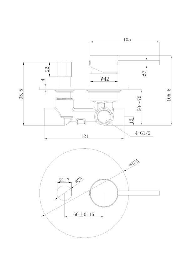 Otus Slimline SS Wall Diverter Mixer Trim Kits