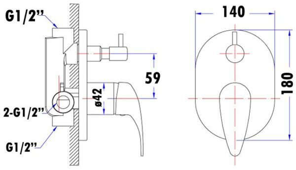 Ruby Wall Mixer With Diverter