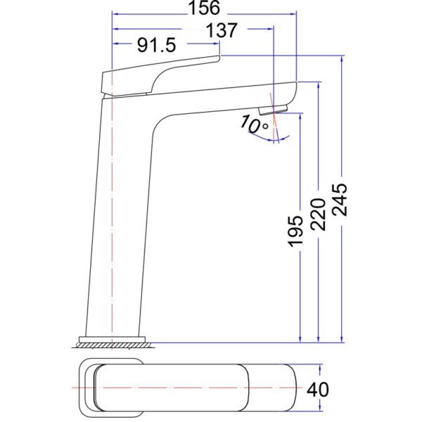 Eden Soft Square High Rise Basin Mixer