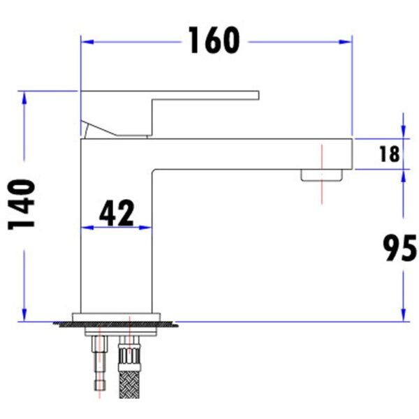 Rosa Square Basin Mixer With Square Handle