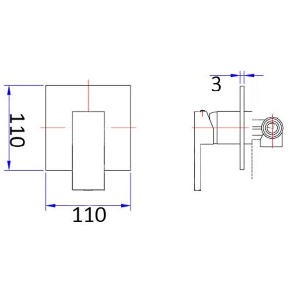 Rosa Square Bath/Shower Mixer