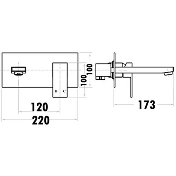 Rosa Square Wall Basin Mixer