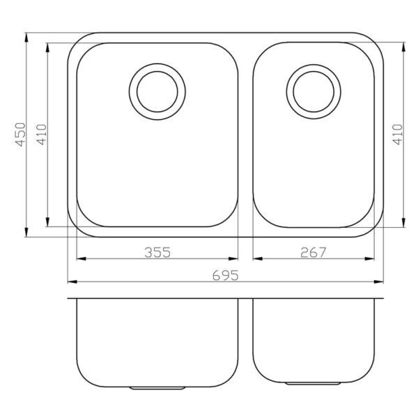 Under Mount, 1 & 3/4 Bowl Sink