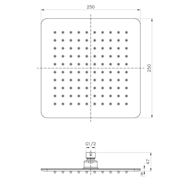 Ikon/Seto Square Stainless Steel Shower Head