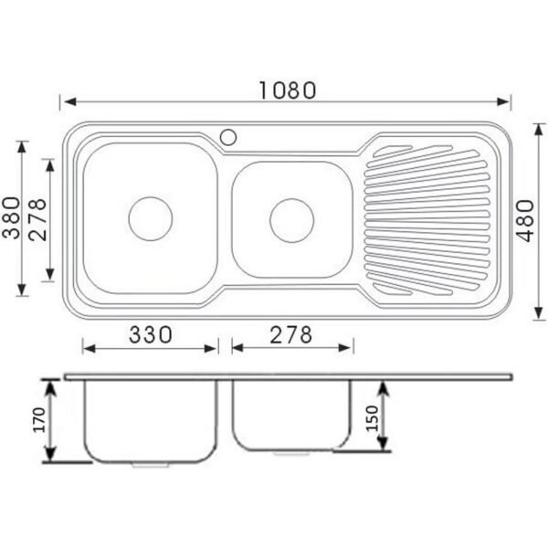 Cora 1 & 3/4 Bowl & Single Drainer Kitchen Sink