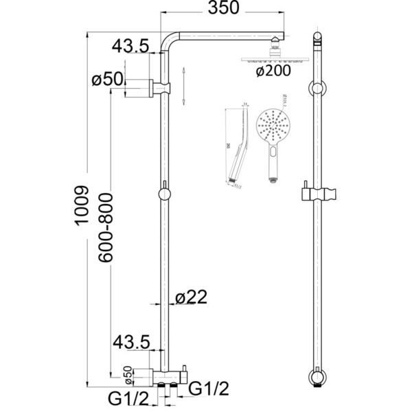 Cora Round Multi Function Shower Set