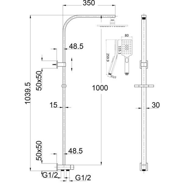 Eden Square Multifunction Shower Set