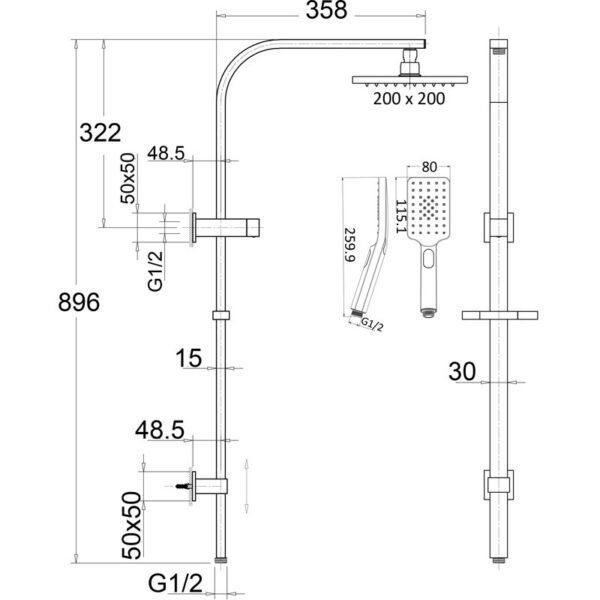 Eden Square Multifunction Shower Set