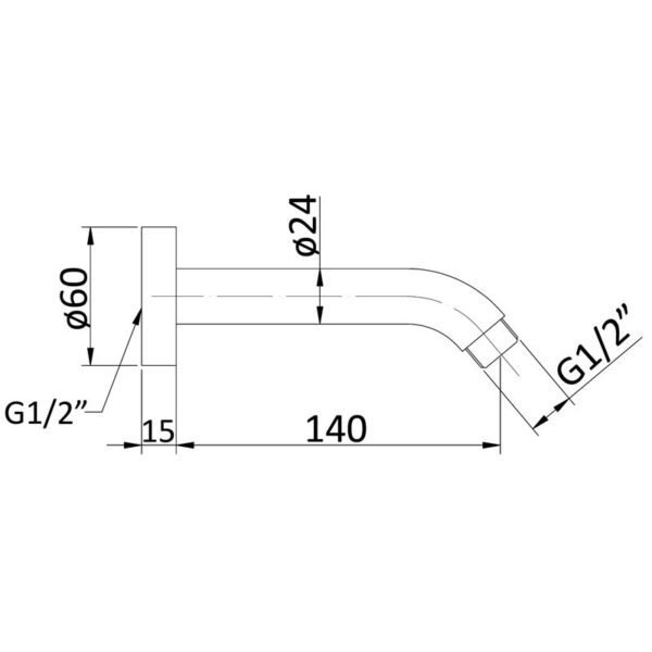 Round Curved Shower Arm