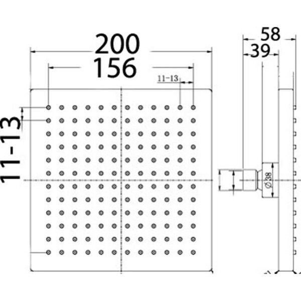 Rosa Square Plastic Shower Head 200mm