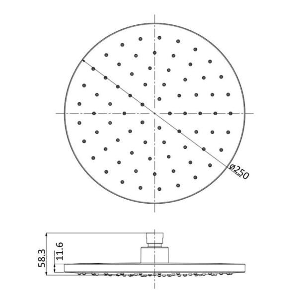 Otus Round Plastic Shower Head 250mm