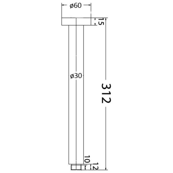 Round Vertical Shower Arm 300mm