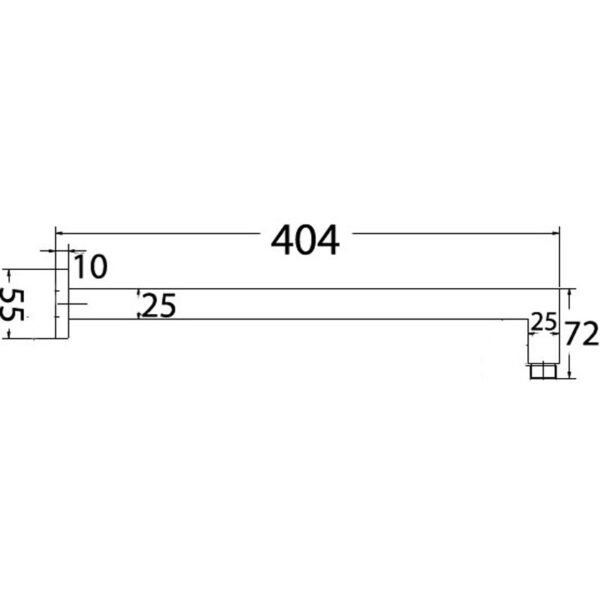 Square Vertical L - Shape Shower Arm 310mm