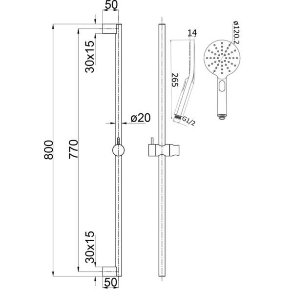 Cora Round Sliding Shower Set