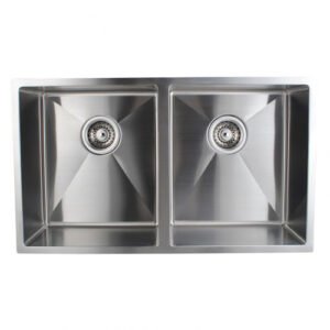 Handmade Double Bowls Top/Undermount Kitchen Sink Round Corner