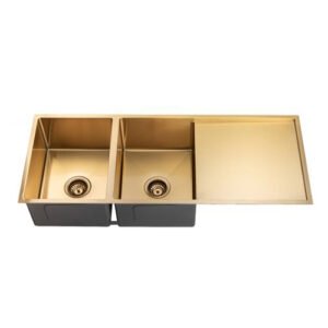 kitchen-sink-brushed-gold-round-edgeswith-bottom-tray