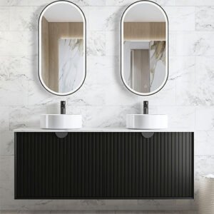 Matte Black Marlo Wall Hung Vanity 1500mm