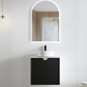 Matte Black Marlo Wall Hung Vanity 600mm