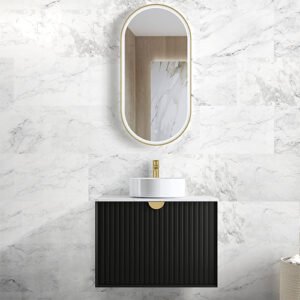 Matte Black Marlo Wall Hung Vanity 750mm