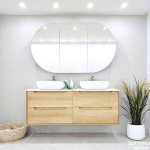 Natural Oak Byron Double Bowl Wall Hung Vanity 1200mm