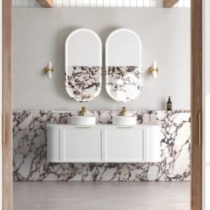 Hampshire Satin White Wall Hung Curve Vanity 1500mm