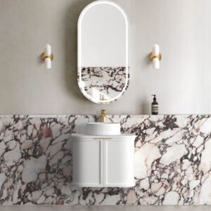 Hampshire Satin White Wall Hung Curve Vanity 600mm