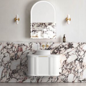 Hampshire Satin White Wall Hung Curve Vanity 750mm