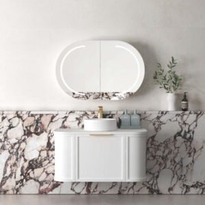 Hampshire Satin White Wall Hung Curve Vanity 900mm